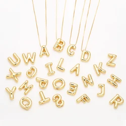 Chunky 26 Letters Custom Name Necklaces Alphabet Bubble Initial Necklaces for Women Gold Plated Jewelry nkeb797