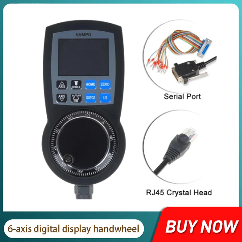 

NVMPG manual pulse generator digital display CNC handheld controller 6-axis handwheel and Mach3 control