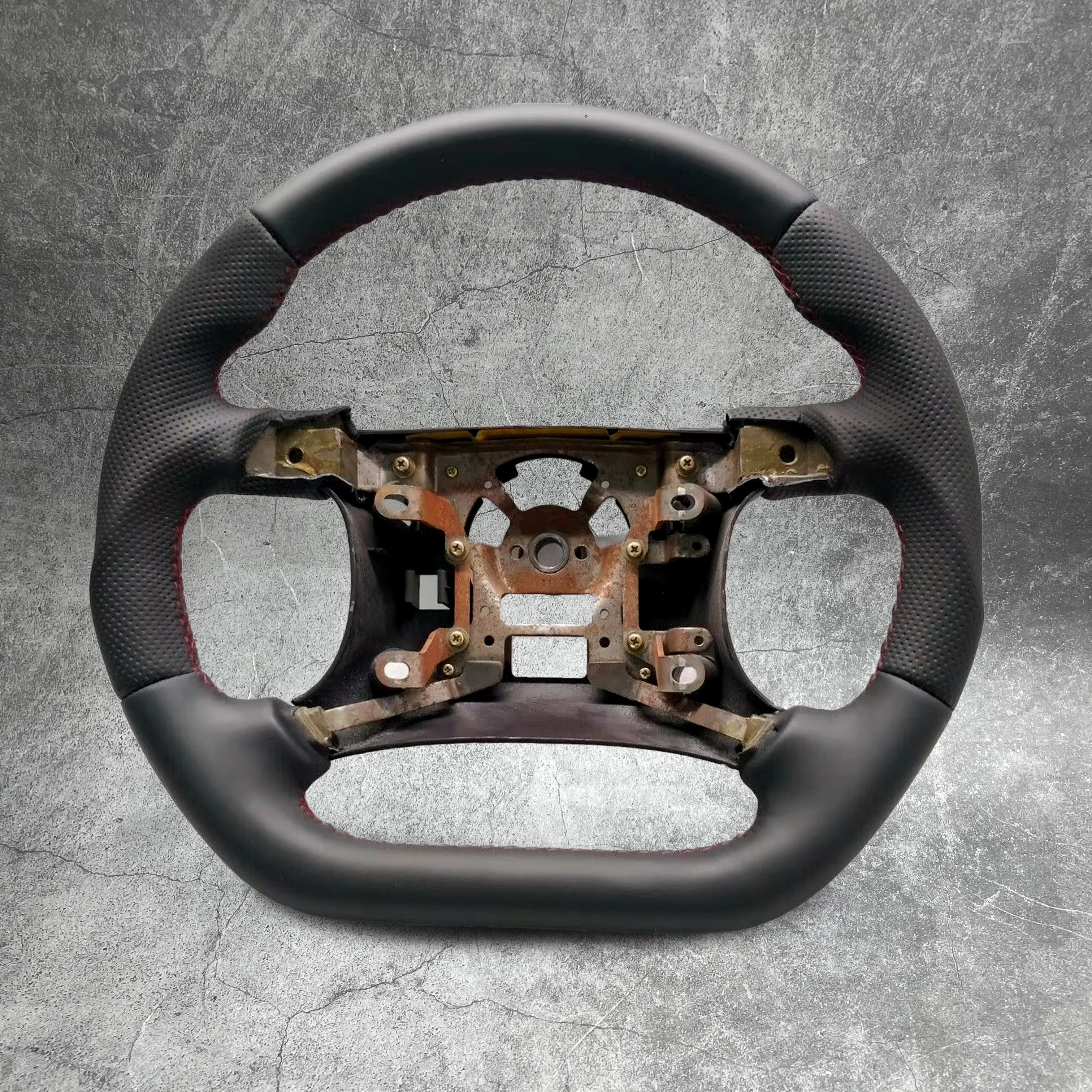 

For MITSUBISHI GTO 3000GT MK2 STEERING WHEEL FLAT CUSTOM RED STITCH 94-96 STEALTH