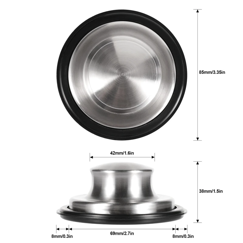 2 peças rolha de eliminação de lixo 3.35 Polegada plugue de drenagem de pia, se encaixa no dreno de cozinha padrão