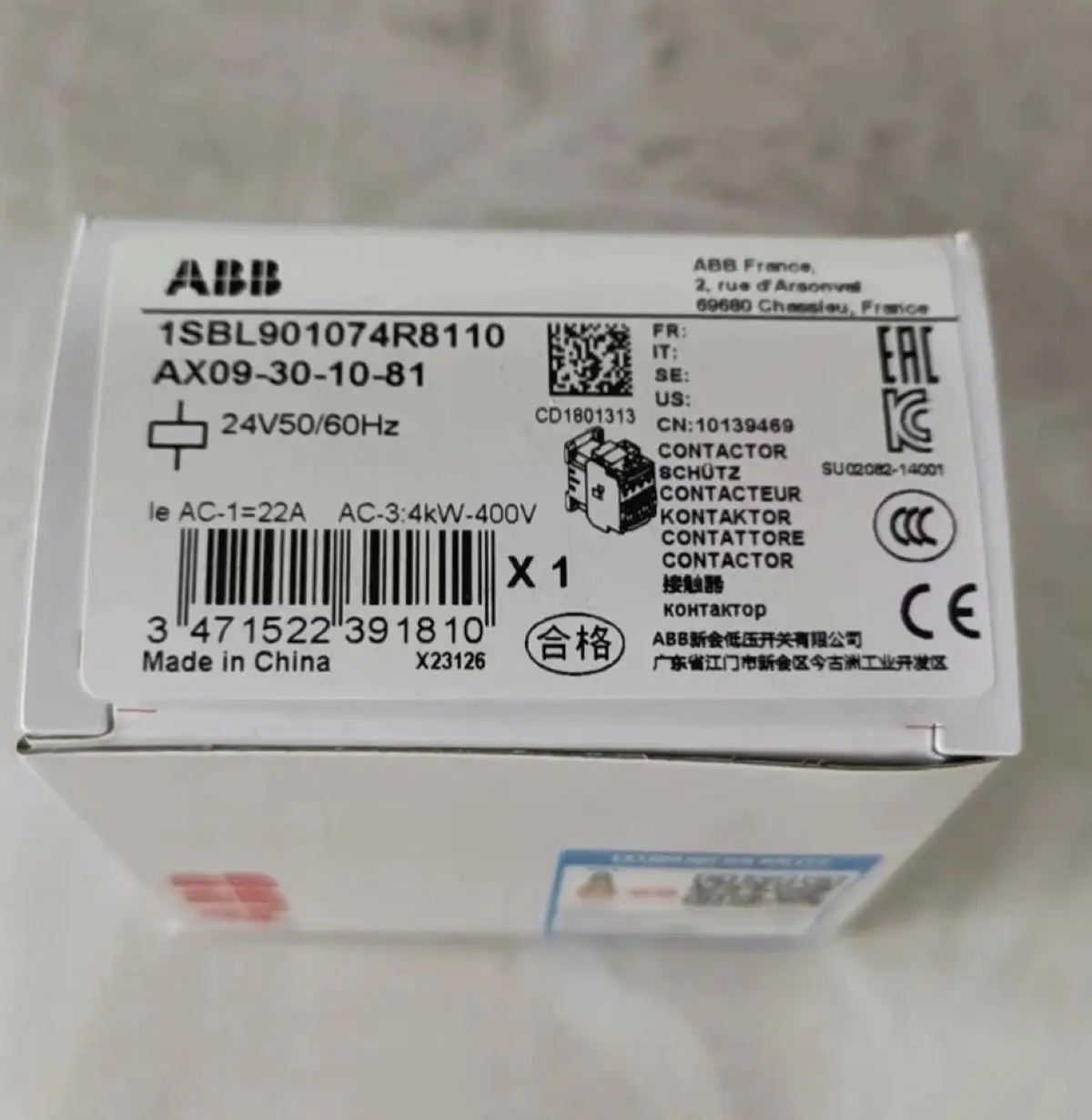 AX09-30-10-81*24V 50/60Hz 10139469 1SBL901074R8110 Contactor