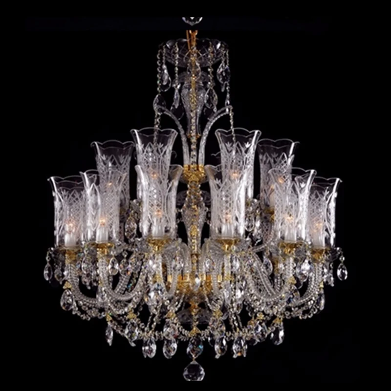 Transparent Large Crystal Chandeliers Engineering Lights Creative Personality Staircase Luminaire Home Lighting Contemporary