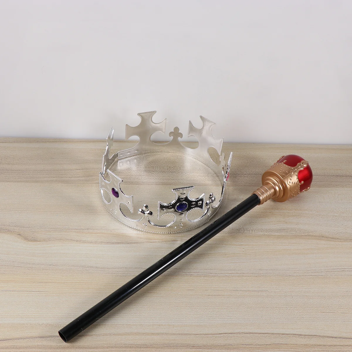 

2 pcs Halloween King Crown Wand Set Durable Luxury Costume Kit For Adult Teens Masquerade Cosplay Party Stage Performance Props