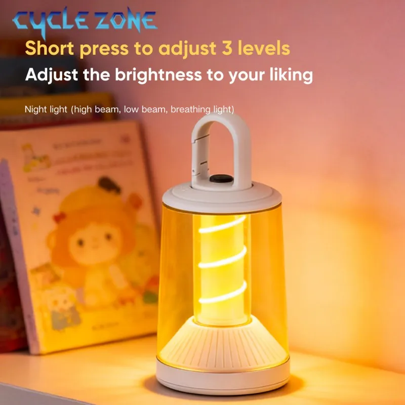 Dual-Function Portable Camping Tent Light Type-C Rechargeable Night Light Flashlight Dimming Home Desk Lamp Atmosphere Lantern