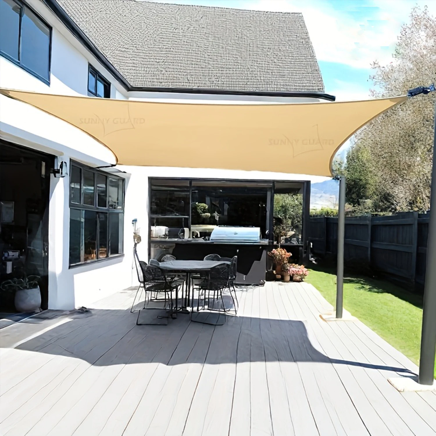 8x10ft Sun Shade Sails Canopy, Rectangle Sun Shade Sail Canopy Awning, 185GSM Shade Sail UV Block For Patio Garden Outdoor Facility And Activities