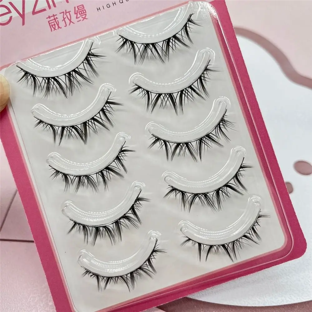 Japanese Cosplay False Eyelashes 5 Pairs Pack Thick Faux Mink Manga Anime Lashes Dramatic Wet Spiky Lashes for Women