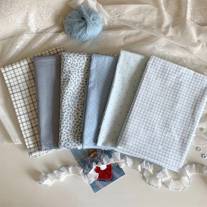 100% Cotton Digital Printed Fabric Korean Style Grid Polka Dot Floral Print DIY Fabric Women's Children's Clothing Sewing Cloth