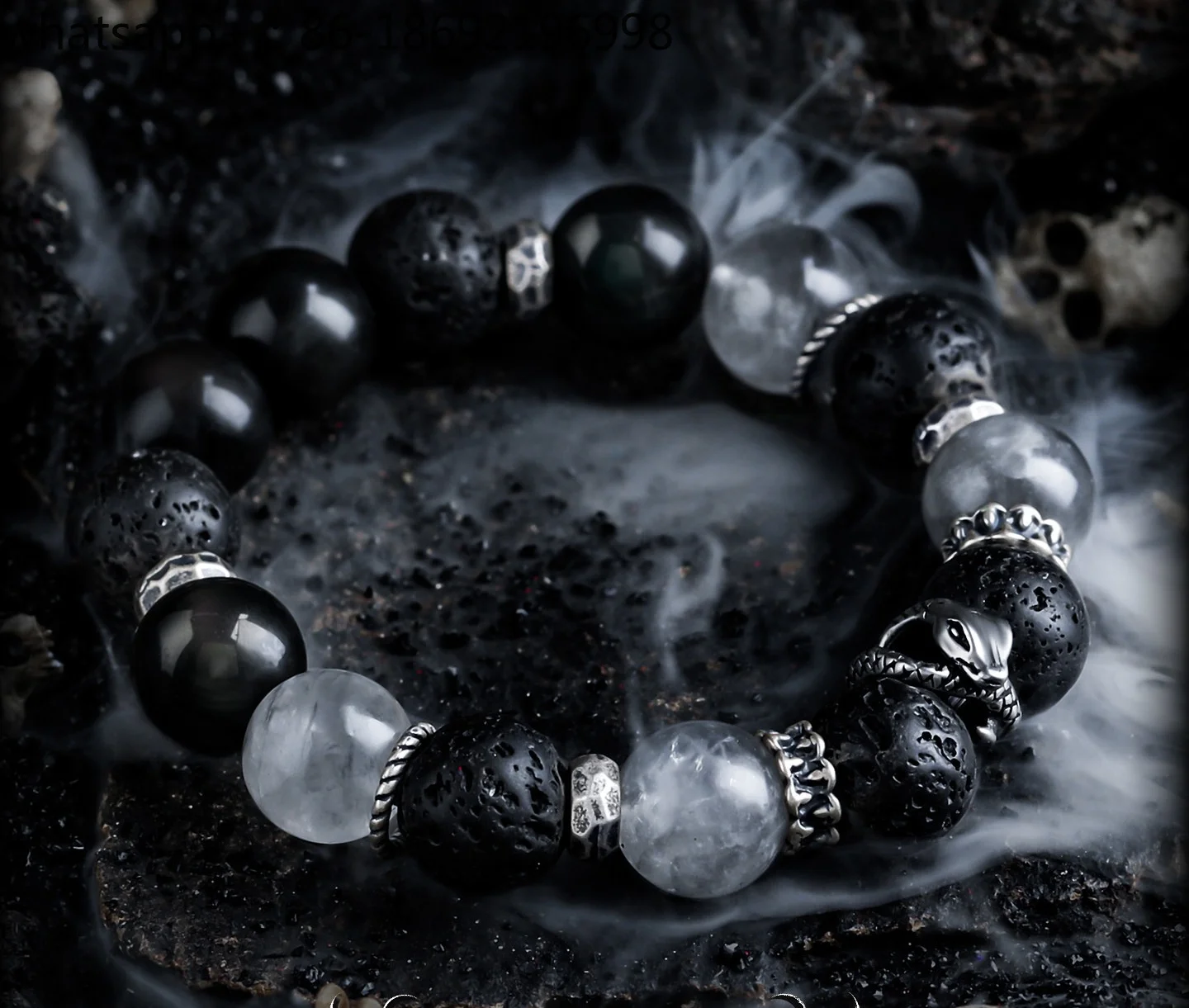 [Snake Cave] Natural Colorful Eye Obsidian Bracelet Male Crystal Volcanic Stone Bracelet Beads