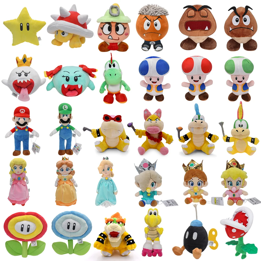 

Hot Game Mario Plush Toys Yoshi Princess Peach Goomba Toad Boo Larry Ice Flower Soft Stuffed Animal Doll Birthday Gift For Kids