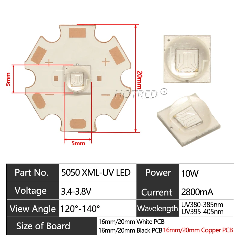 10W UV LED 5050 XMLLT6 XMLL2 LG Chip Purple 3-3.7V  385nm 395nm 400nm CRREE Bead Diode Flashlight Part  Accessory Printer Curing