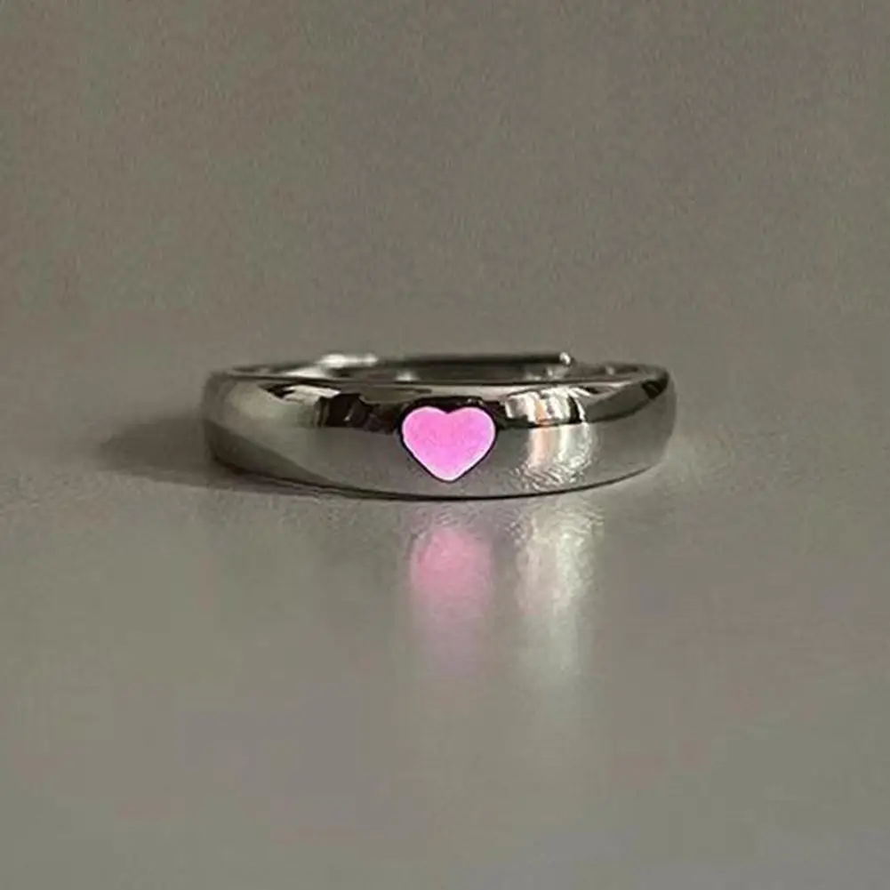 Love Luminous Live Mouth Adjustable Couple A Pair Of Night Glowing Rings For Girlfriend Niche Imaginary Dreaming Style