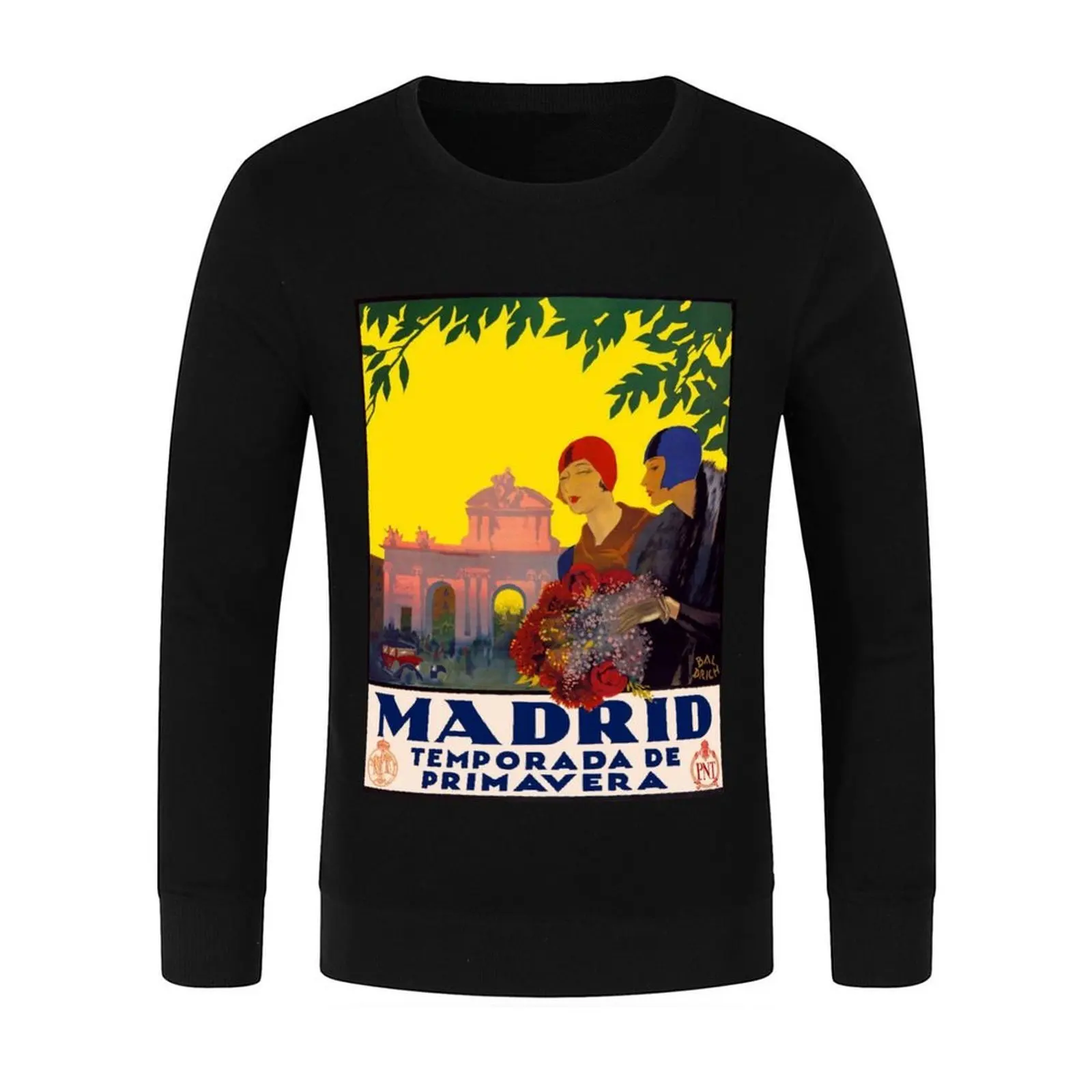 Madrid Temporada de Primavera - Vintage Travel Art Poster Pullover men's coat mens clothes sweatshirt for men