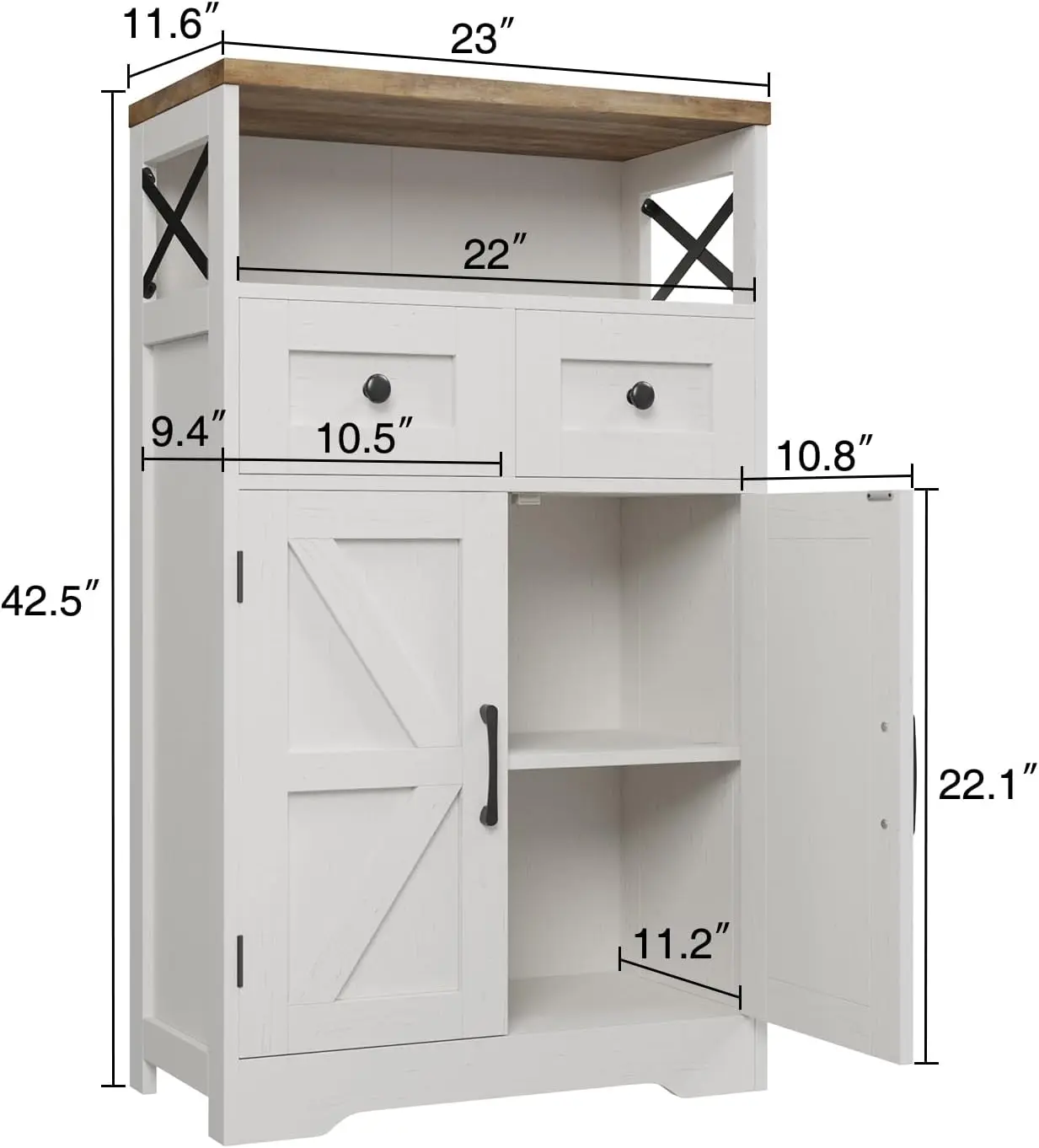 White Storage Cabinet with Doors and Drawers, Freestanding Kitchen Pantry Cabinet, Floor Storage Cabinet