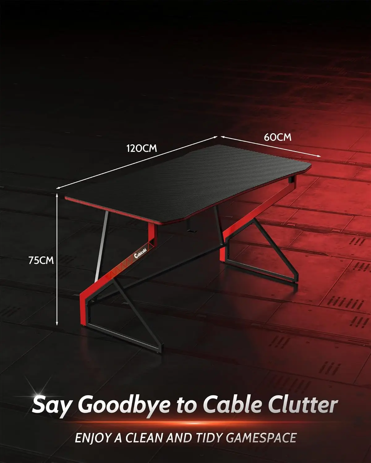 Simple Gaming Desk Z Shaped 47 Inch Gamer Workstation, Home Computer Carbon Fiber Surface Gaming Desk Pc Table With Headpe Hook