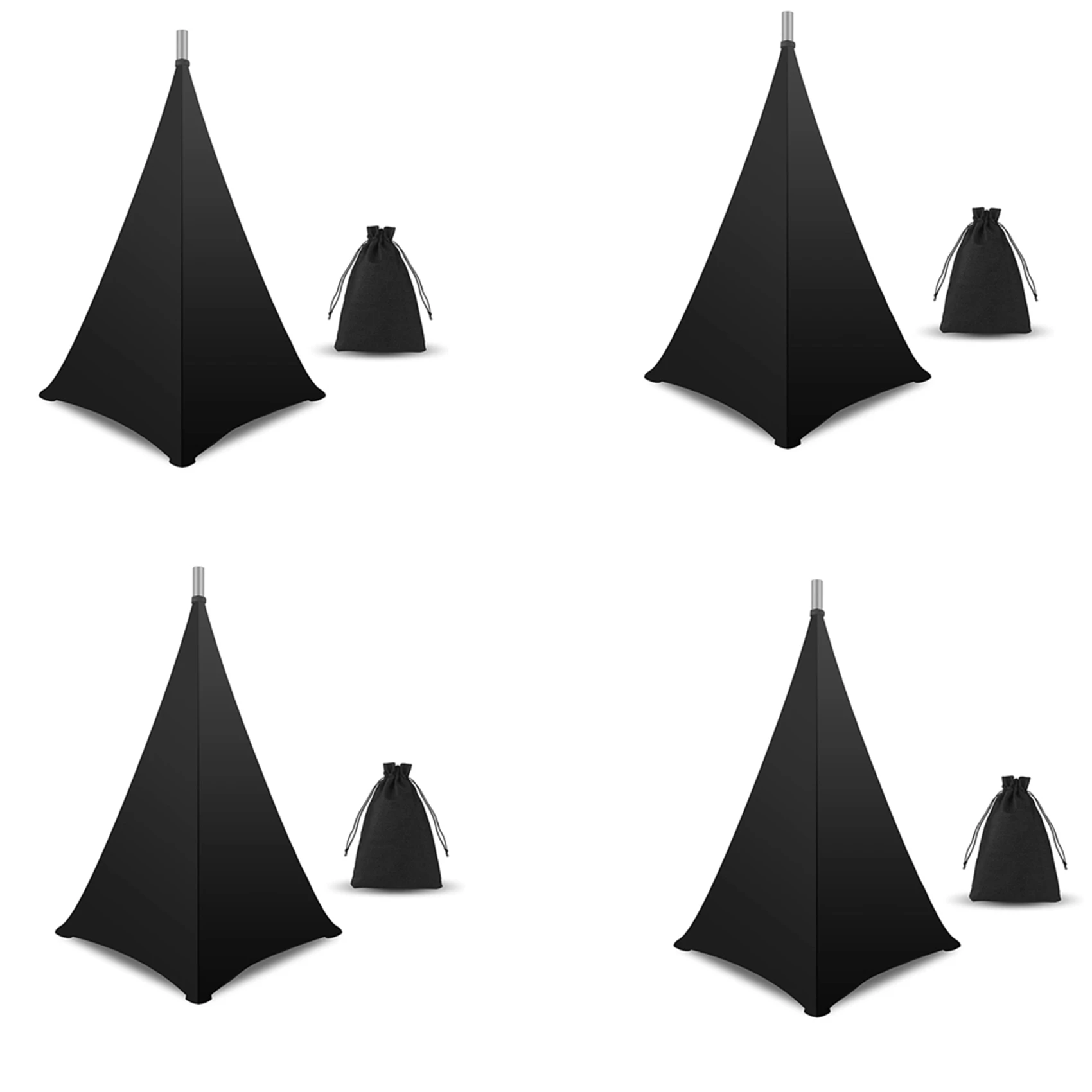 Stylish-4X Speaker Stand Cover, DJ Speaker Stand Tripod Scrim Skirt With Carry Bag, 360 Degree Black Cover For Wedding,Stage Gig
