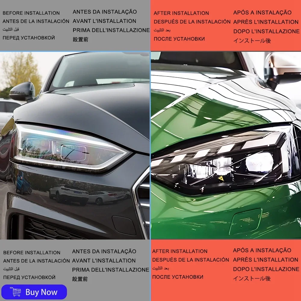 For Audi A5 2017-2020 Style Car Front Lamps Assembly Upgrade High Quality High Configure LED Dual Projector Lens Car Accessories
