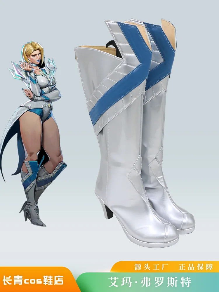 Emma Frost Cosplay Sapatos Botas Mulher Branca Rainha Botas de Festa de Halloween Custom Made