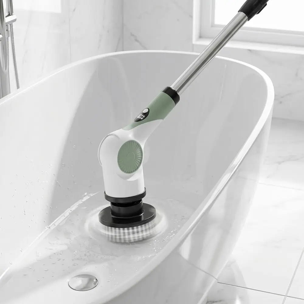 Handheld Telescopic Wireless Cleaning Brush Replaceable Head Rechargeable Electric Spin Scrubber Waterproof Adjustable