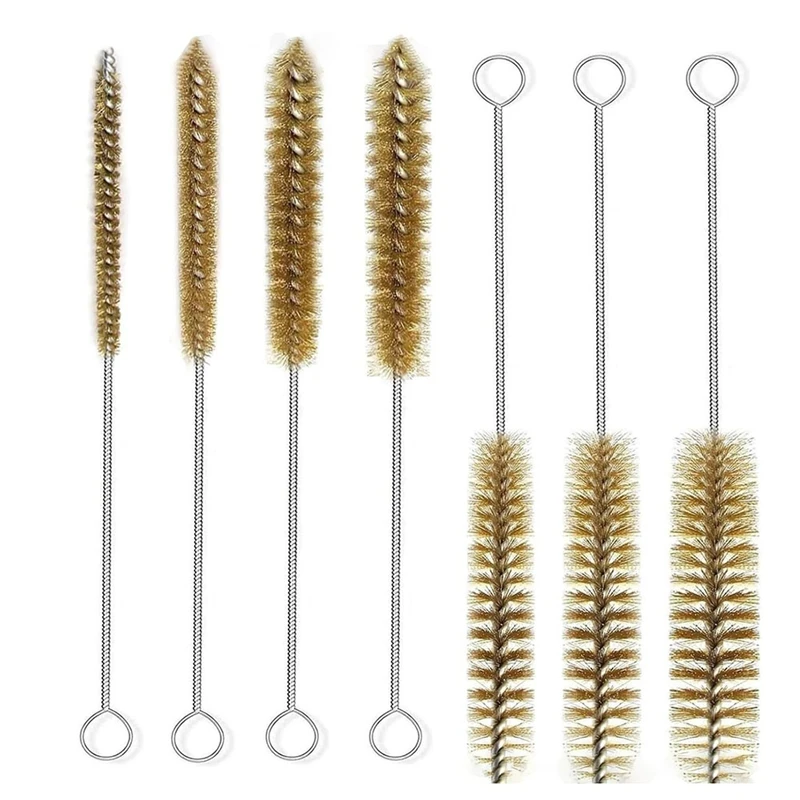 

【CLEARANCE】7Pcs Brass Wire Tube Brushes Bottle Brush Set,Wire Brushes For Cleaning,Wire Pipe Cleaner Bore Brush Cleaning