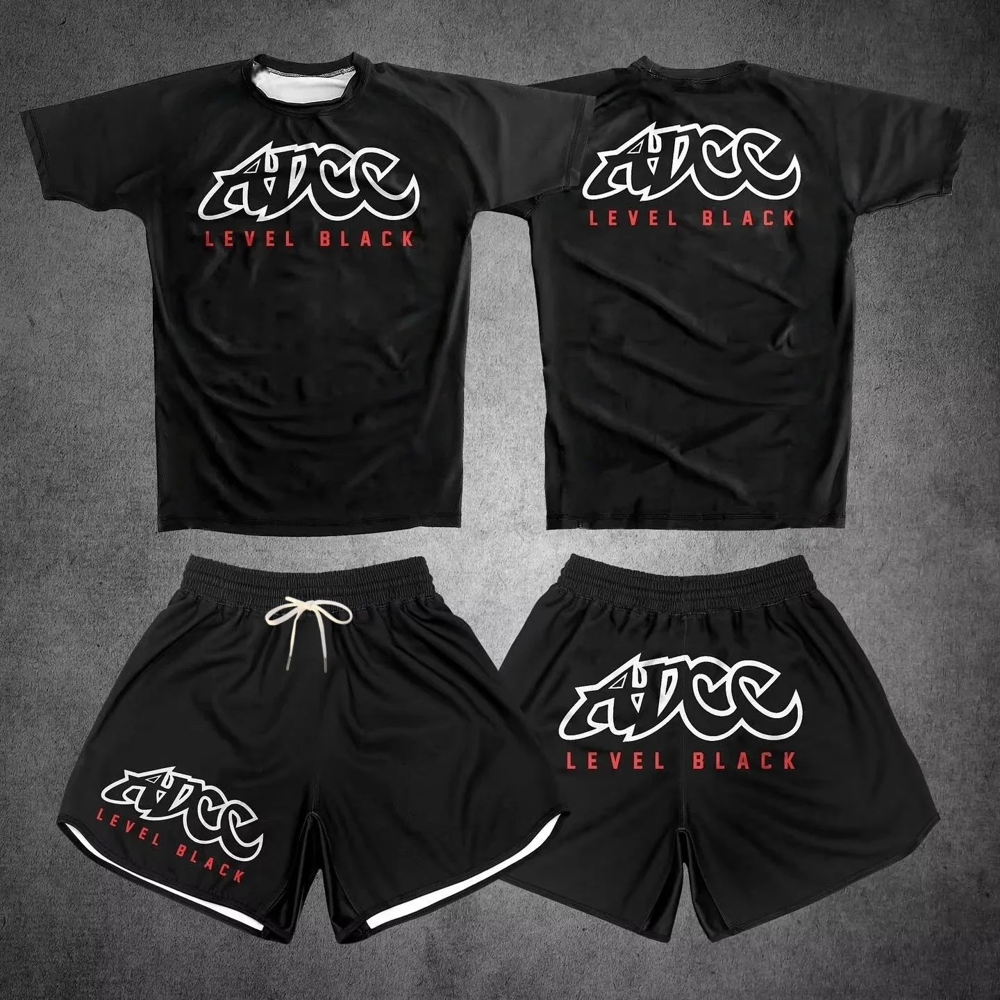2026 Neues Level Schwarzes Gym-Set für Herren & Kinder – Schnelltrocknender Rashguard & Shorts, Atmungsaktiver MMA-Trainingsanzug, Streetwear & Sportbekleidung – Detail 8