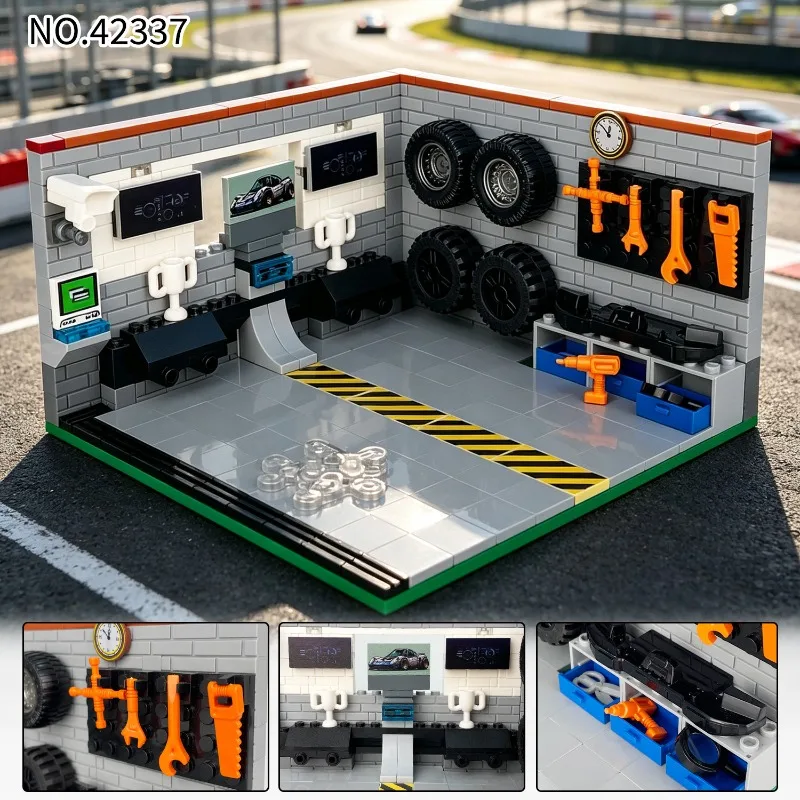 2026 New Garage 42337 Children Assembled Small Particle Building Blocks Toy Floor Accessories Tire Bricks, DIY, Birthday Gifts.