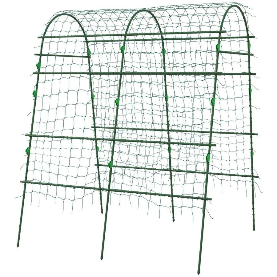 

Metal Arch Garden Trellis for Climbing Plants AFrame with Net 57x66x81 Green Outdoor Dr