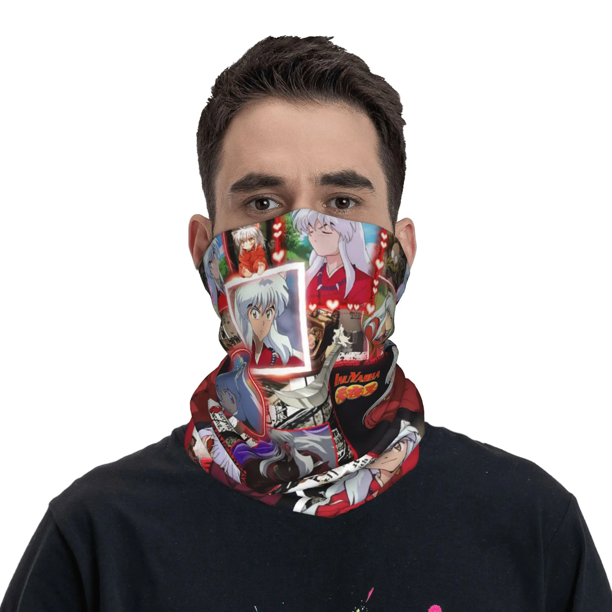 Manga Kimono Inuyasha Sesshomaru Bandana Neck Gaiter Printed Mask Scarf Warm Balaclava Hiking Fishing For Men Women Washable