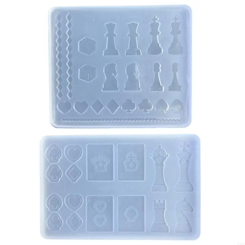 C1FE Hand Made Chess and Card Molds Silicone Casting Mold for DIY Game Crafts