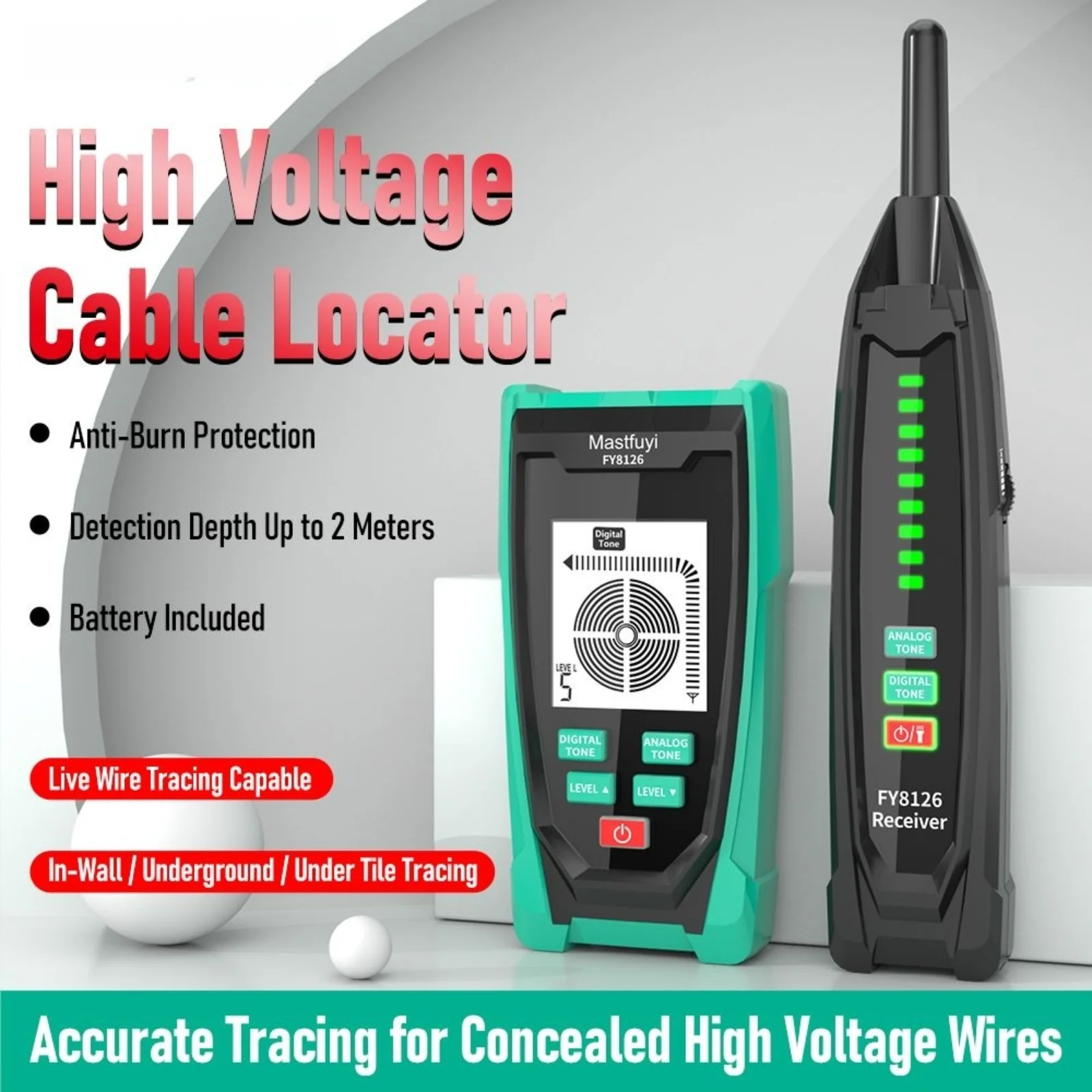 

MASTFUYI 250В Высоковольтный трассоискатель, локатор телефонных кабелей, детектор подземных труб, профессиональный тестер для поиска кабелей