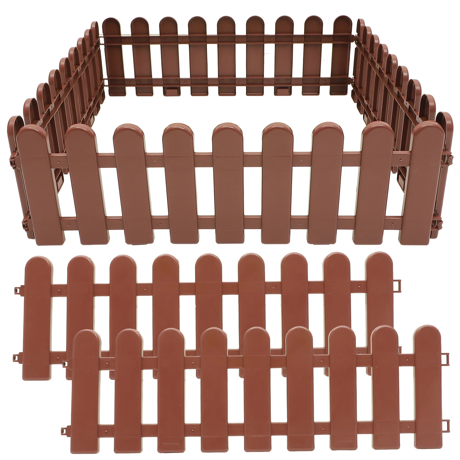 

6pcs White Fence 50cmx13cm Reinforced Round Head Plastic Garden Edging for Outdoor Patio Lawn Decor Small Fences Dog Border