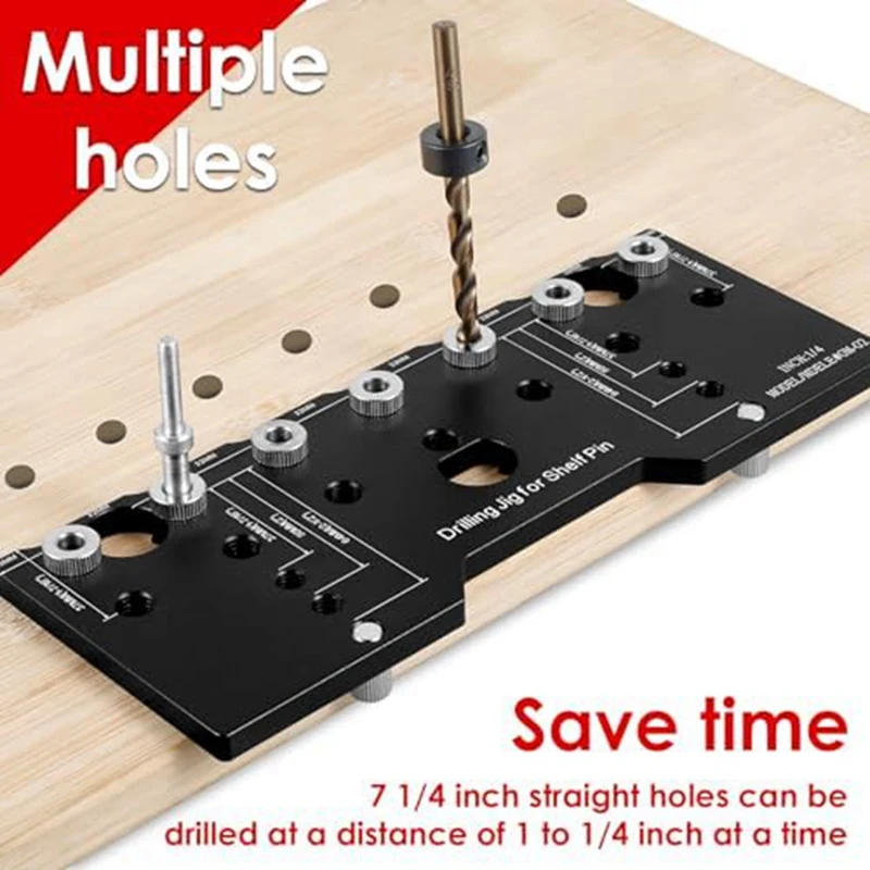 Shelf Pin Jig 1/4 Inch Shelf Pin Black Guide Precise Cabinet Mounting Template Jig