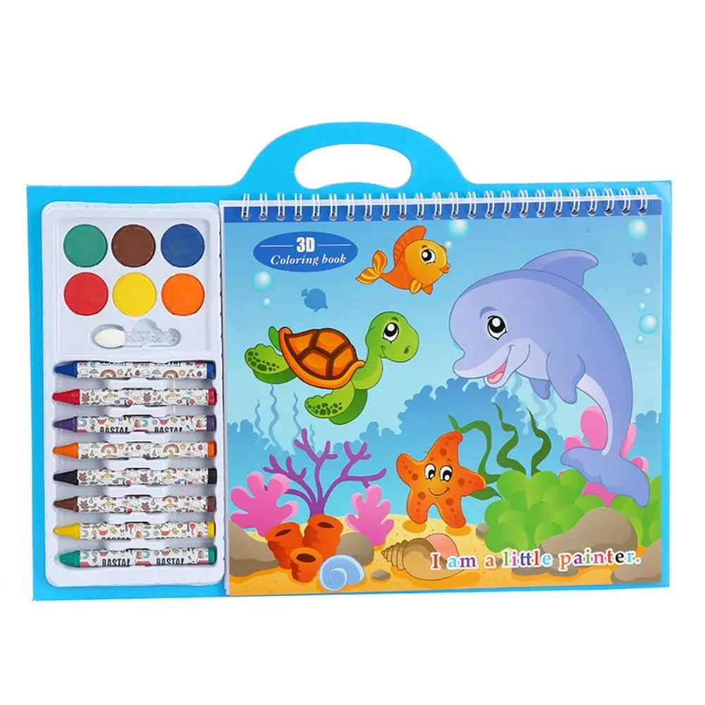 

Cartoon Puzzle Crayon Watercolor Book Set Educational Astronauts Painting Book Drawing Doodle Book Children