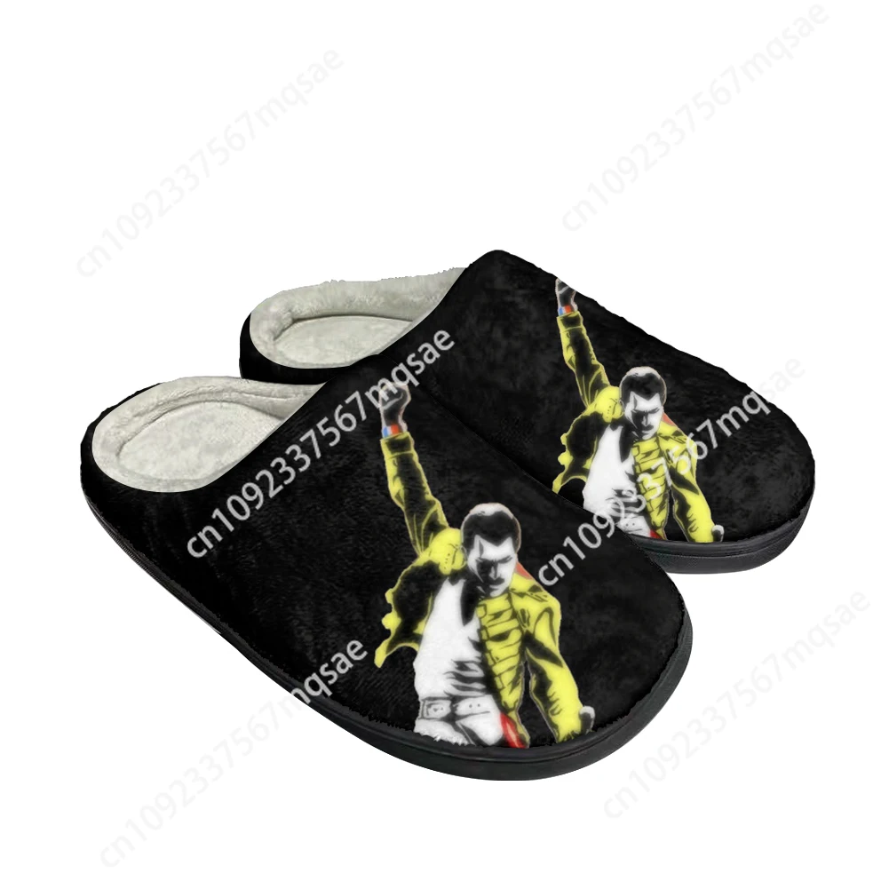 Freddie Mercury-Zapatillas planas de algodón personalizadas para hombre y mujer, sandalias informales de felpa para mantener el calor, cómodas y térmicas