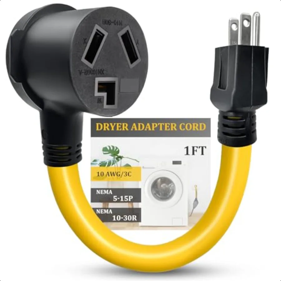 

Upgraded NEMA 515P Male to 1030R Female Power Adapter Dryer Adapter Cord Heavy Duty STW 10AWG 3 Prong Female Receptacle ONLY fo