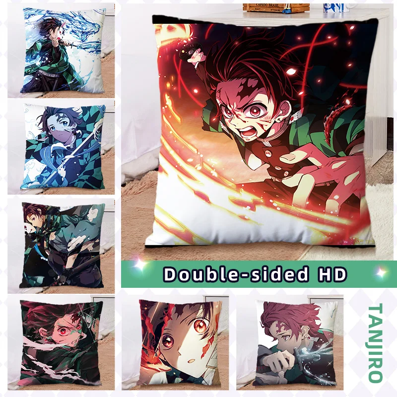 

45X45 Cushion Plush Toys Demon Slayer Pillowcase Kamado Tanjirou Cartoon Pillow Cases Sofa Car Home Plush Gifts