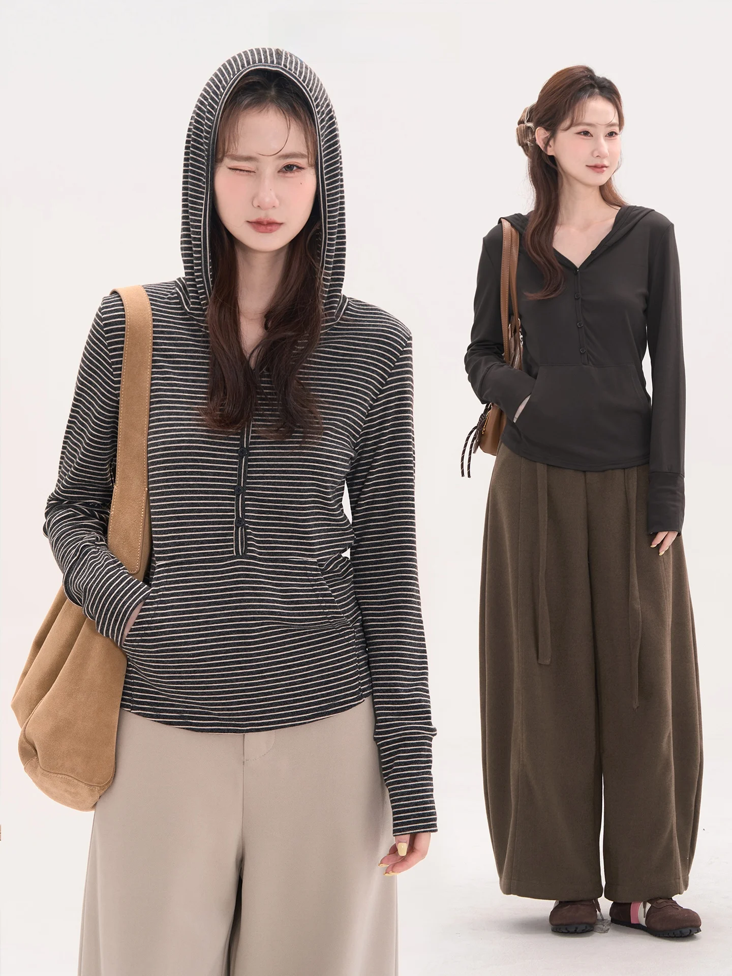 

Женская толстовка Heme Orange Sea Long Sleeve с капюшоном, приталенная, с карманом-кенгуру, повседневная, из смесового волокна, осенняя