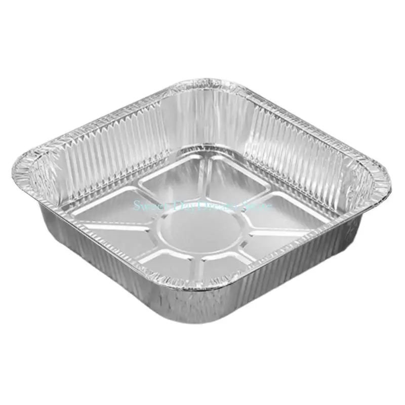 Y88C 100Pcs Aluminum Foil Tray 8x8Inch Square Baking Pan for Toaster Oven Cooking Outdoor Barbecue Preparation