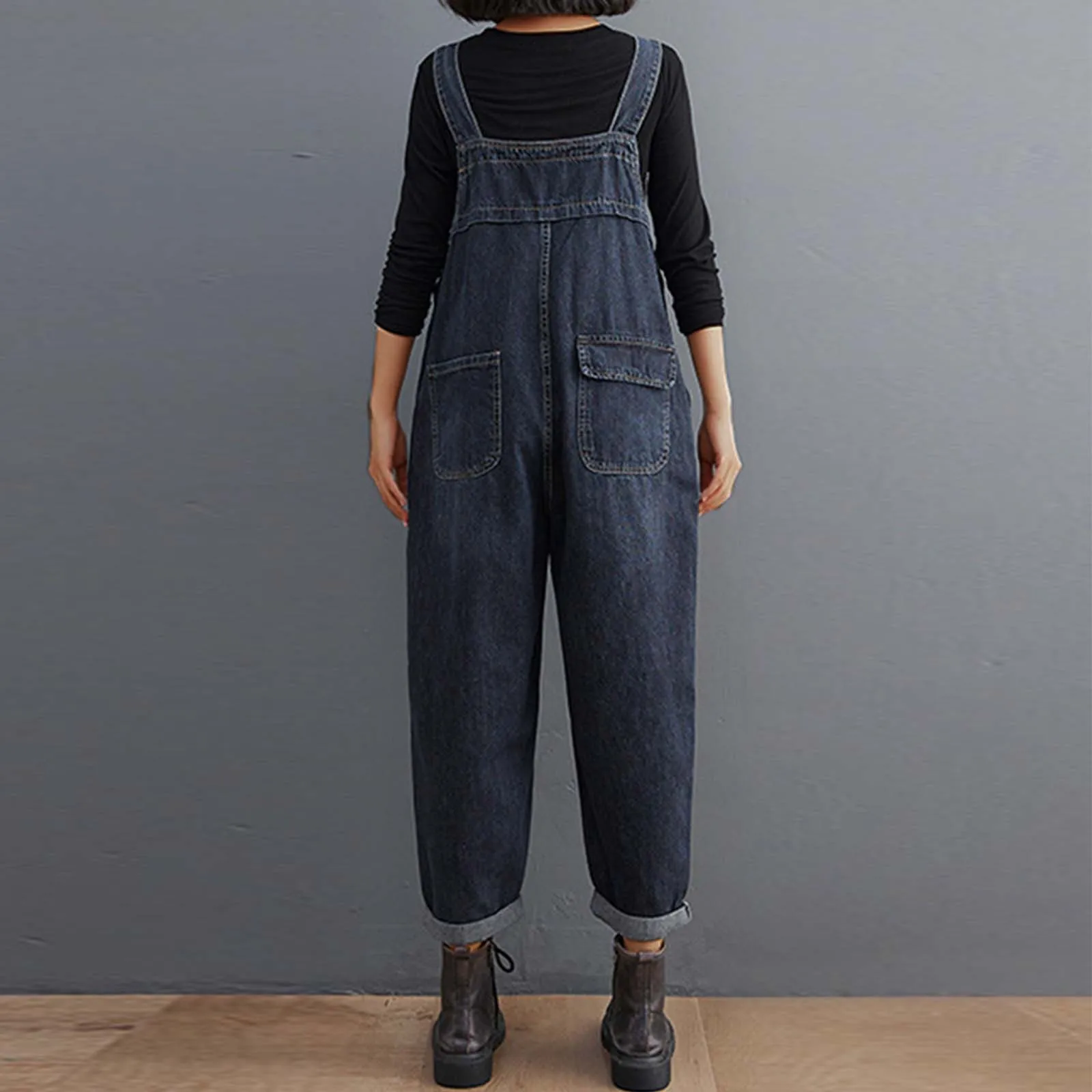 2025 New Women's Loose Denim Jumpsuit Fashion Classic Muti Pockets Baggy Cargo Overalls Streetwear Jeans Romper And Jumpsuit