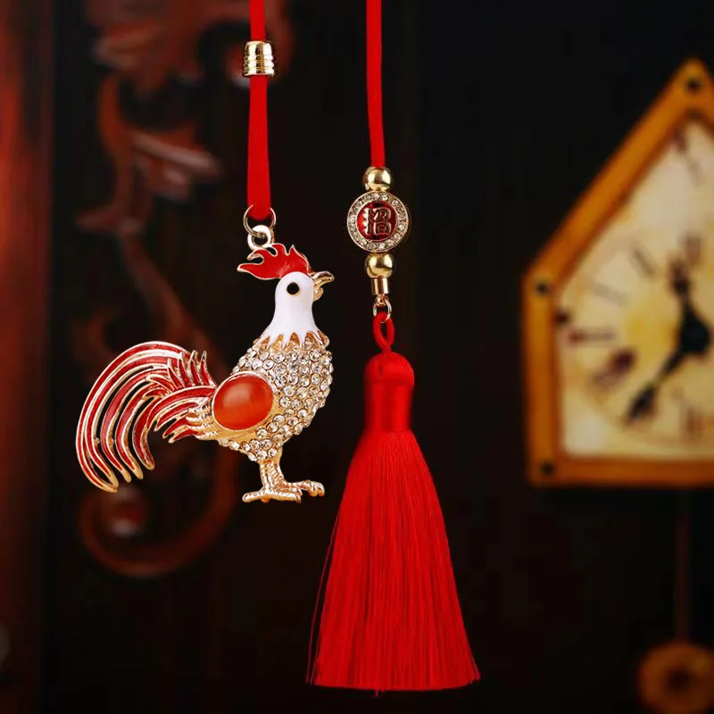 Safe Lucky National Fashion Rooster Automobile Ornament Interior Accessories Car Hanging Rearviewchamrs