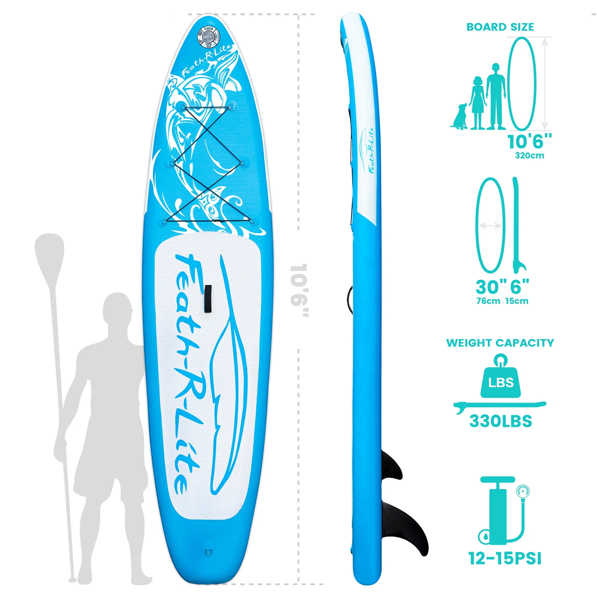 FUNWATER Dropshipping OEM Stand Up Inflatable Sup Fishing Blue Sup Boards Inflatable Surfboard Clear Paddleboard