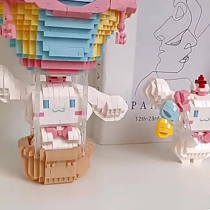Kawaii Ballon Cinnamoroll Micro Bausteine Sanrio Rainbow Pony 3D Modell Zusammengebaute Mini Ziegel Figur Spielzeug für Geburtstagsgeschenk