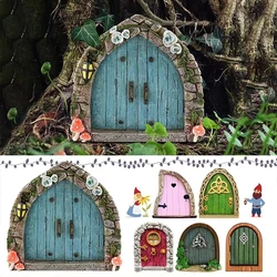 Miniature Fairy Gnome Door Figurines Elf Home For Yard Art Garden Tree Sculpture Statues Decor Outdoor Decor Fairy Garden Door