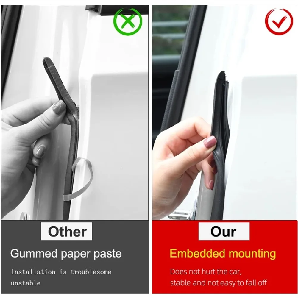 Car Door Rubber Seal Strip B-pillar Type Sealing Adhesive Stickers Noise Insulation Weatherstrip Auto Interior Accessories