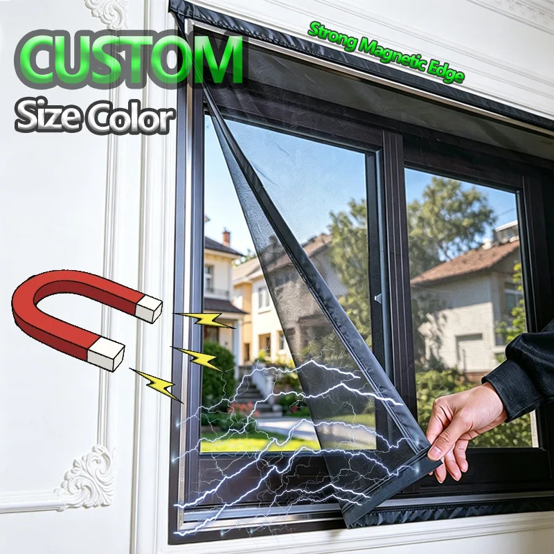 Starkes Magnetisches Fenster-Moskitonetz Schwarzes Weißes Graues Maßgefertigtes Tüll-Netz Unsichtbares Fiberglas Anti-Insekten Fliegengitter