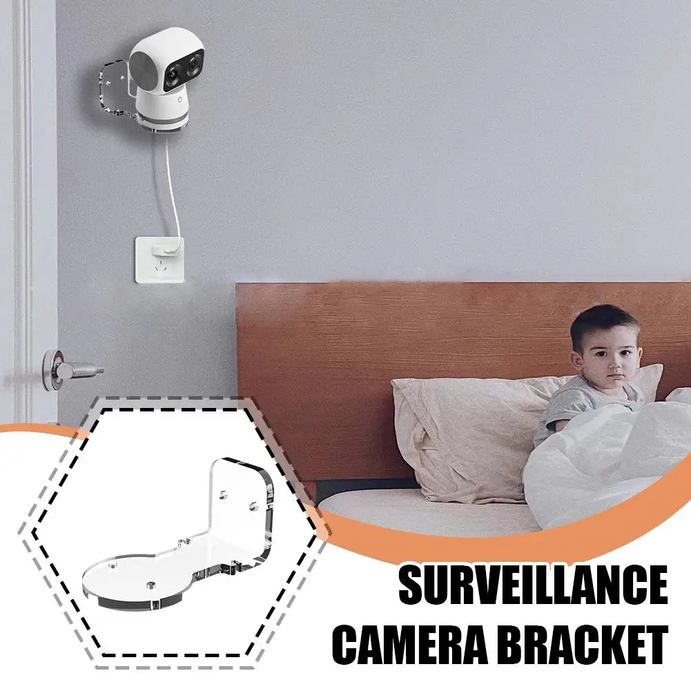 Transparent Acrylic Wall Mount Bracket for eufy S350 Camera Punch‑Punch‑Free Dual Installation Upright Invertible Compact Stable
