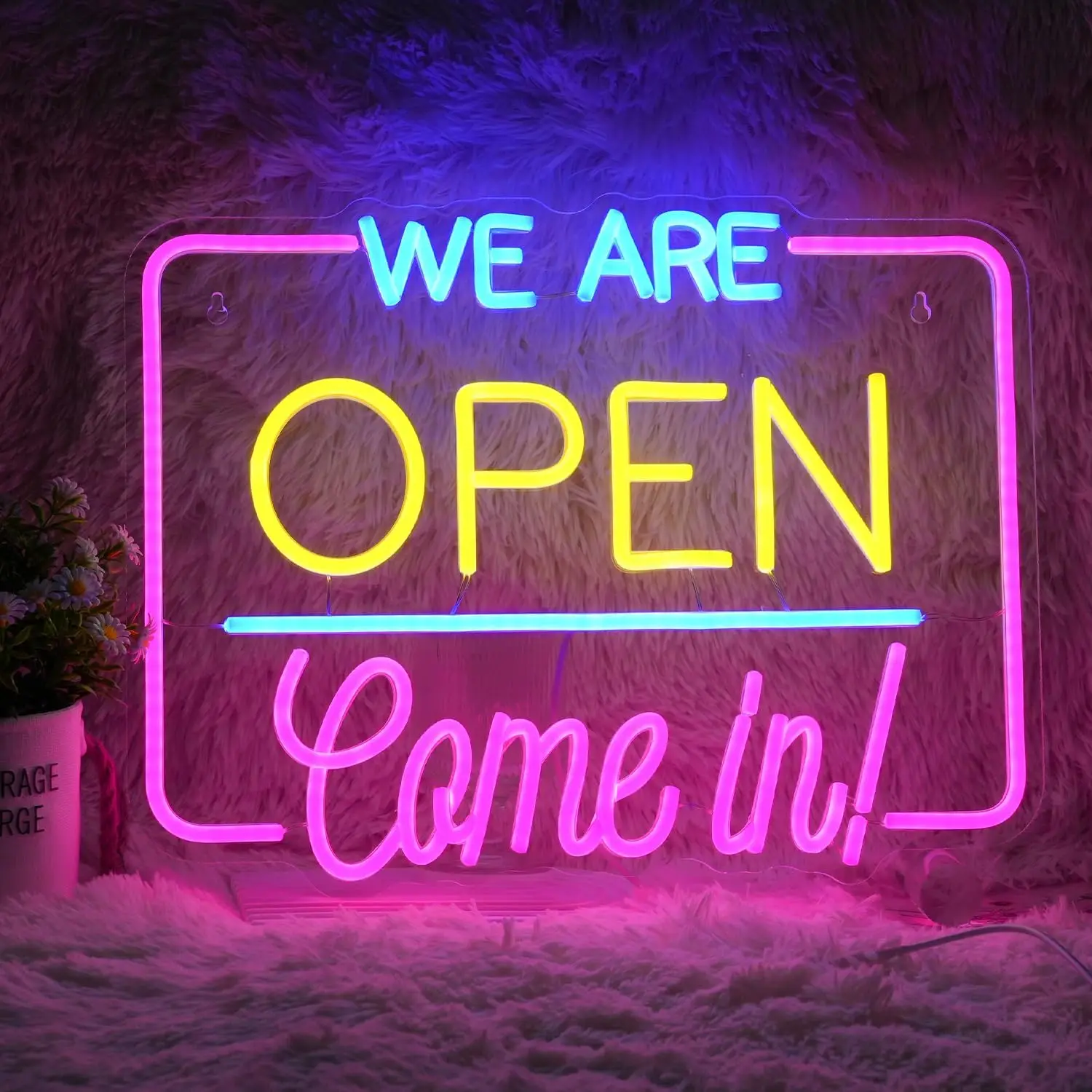 

We Are Open Come in Neon Sign USB Dimmable LED Neon Light Multicolor for Salon Cafe Retail Shop Front Business Wall Decor Lamp