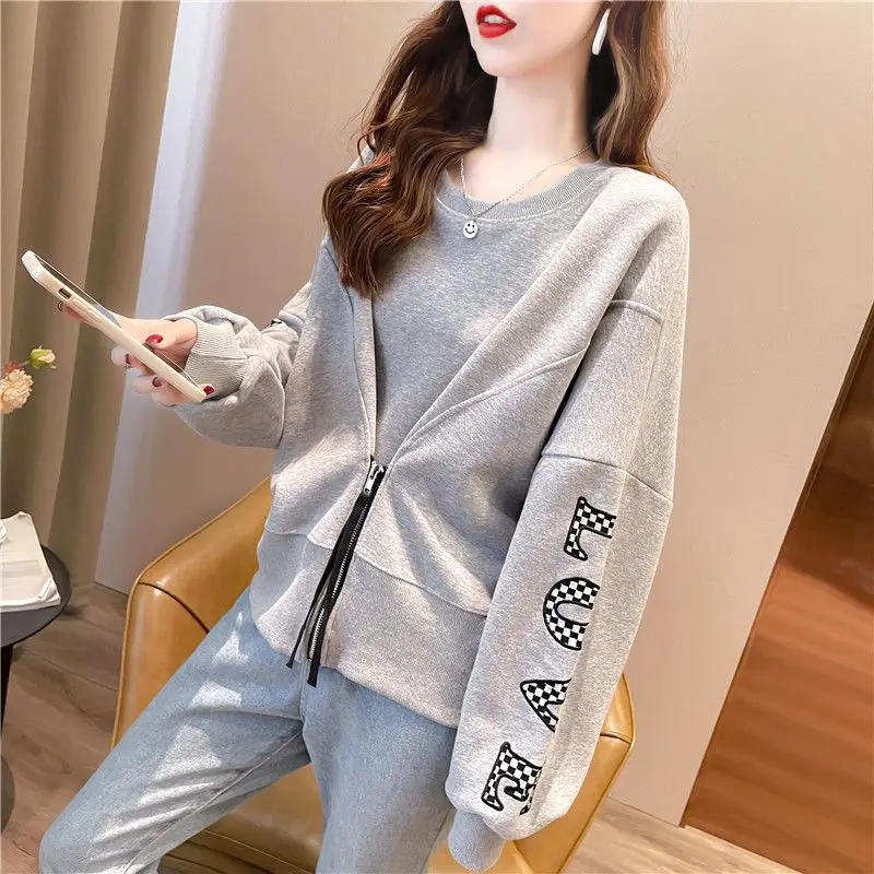 Basic 2025 Trend Baggy Rundhals Sweatshirt für Frauen Neuheit Hohe Qualität Dropshipping 90er Jahre Vintage Passende Frau Pullover Tops