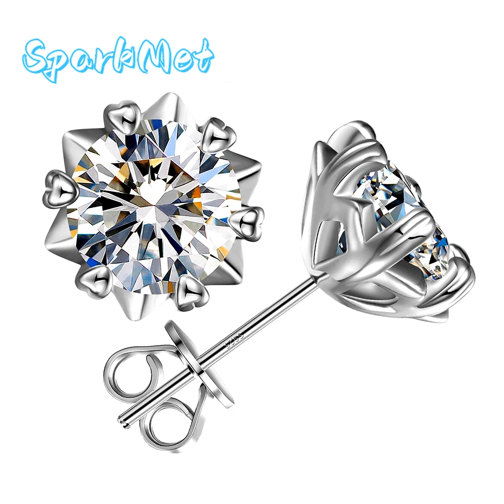 

Роскошные серьги-гвоздики SparkMet 1 + 1 карат с моссанитом для женщин с сертификатом, пройденный тест на бриллианты, серебро S925, свадебные украшения, подарок