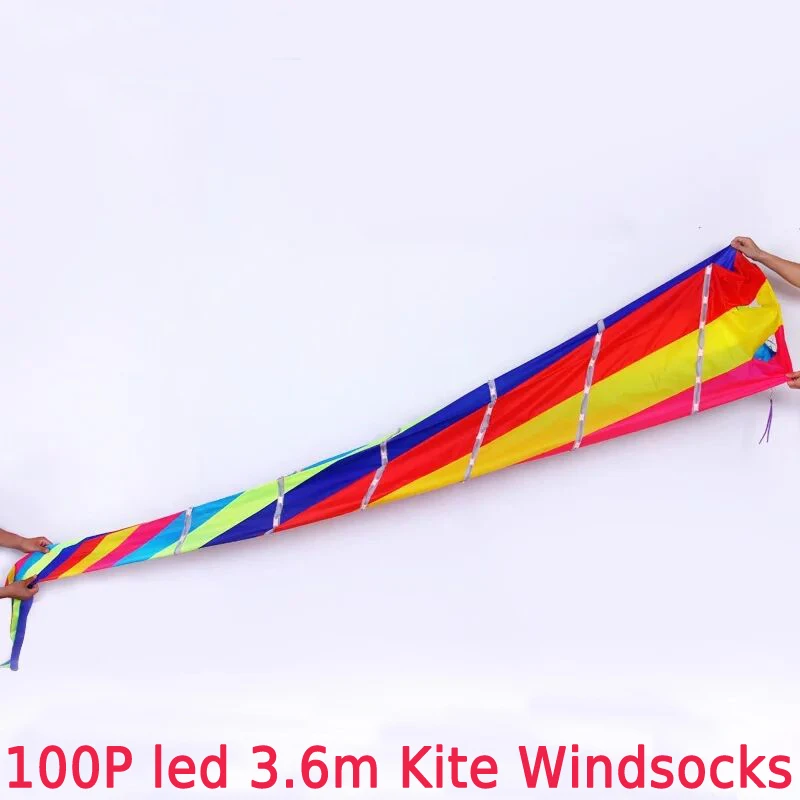 free shipping 360cm 100p lamp led windsocks flying kite windsurfing papalote professional paragliding kite accessories kitesurf