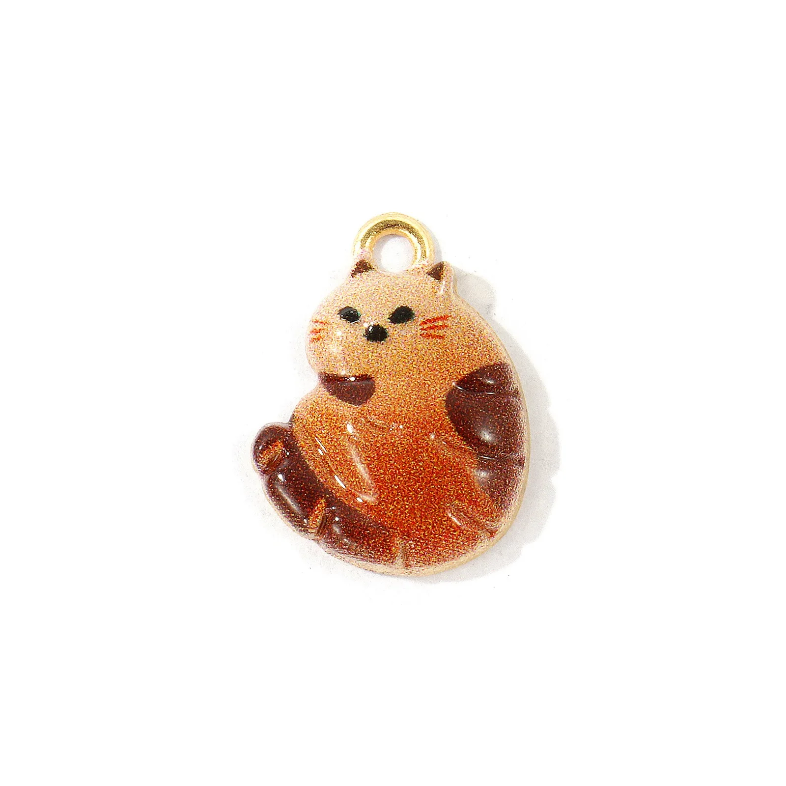 10 Stück Niedliche Cartoon-Katzen-Tier-Anhänger, vergoldet, mehrfarbig emailliert, Zinklegierung, für DIY-Halsketten-Schmuck, 18mm x 13mm – Detail 2